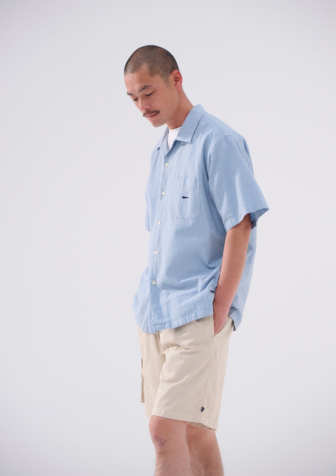 S WIND OPEN COLLAR SEERSUCKER SS SHIRT – DESCENDANT