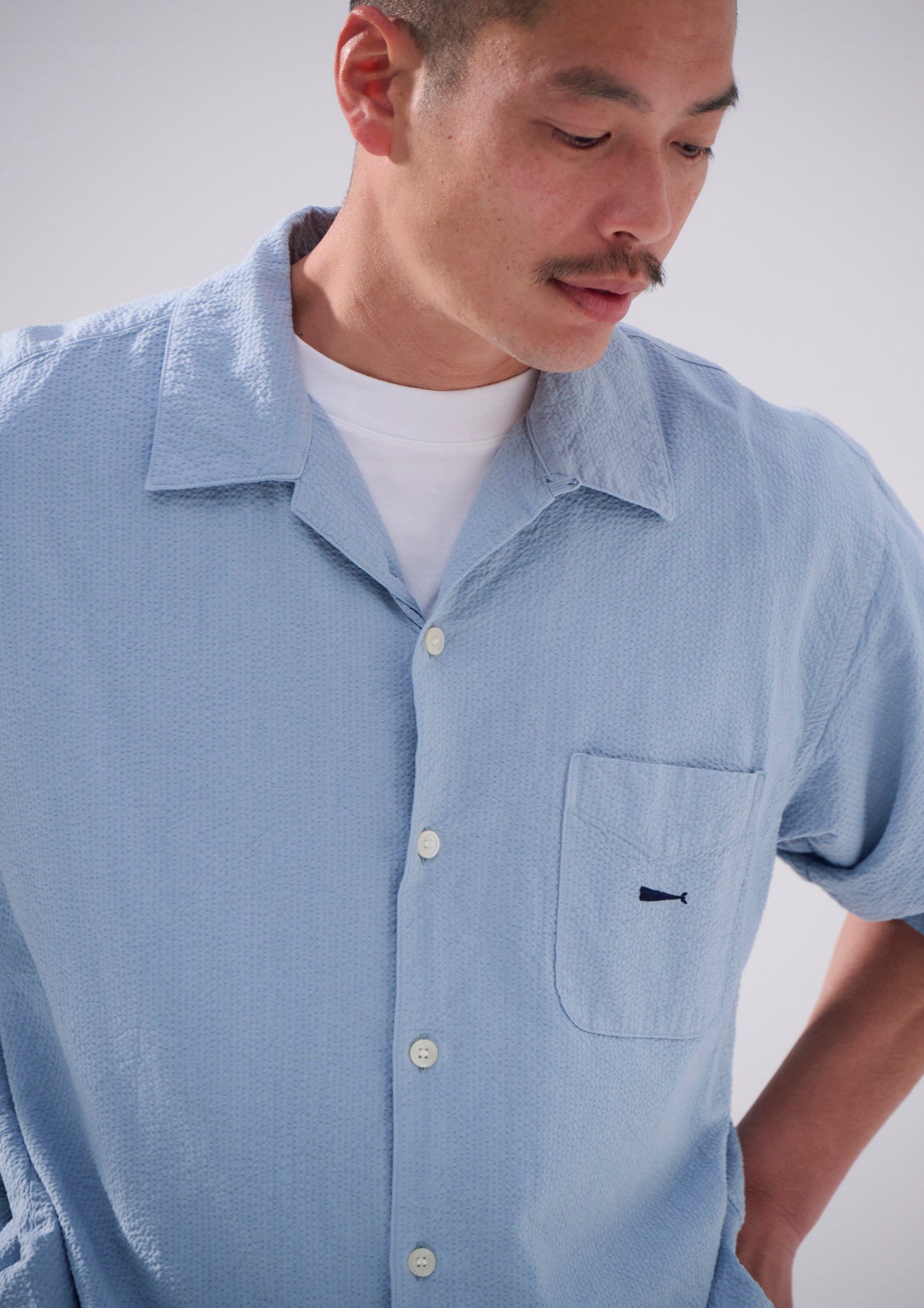 S WIND OPEN COLLAR SEERSUCKER SS SHIRT – DESCENDANT