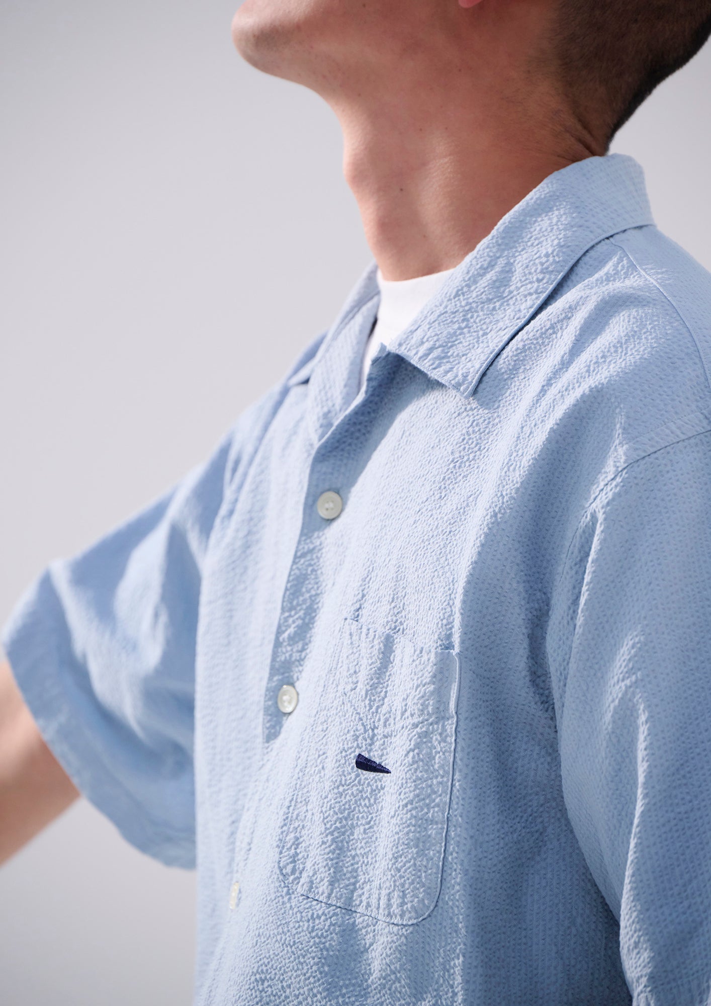 S WIND OPEN COLLAR SEERSUCKER SS SHIRT – DESCENDANT