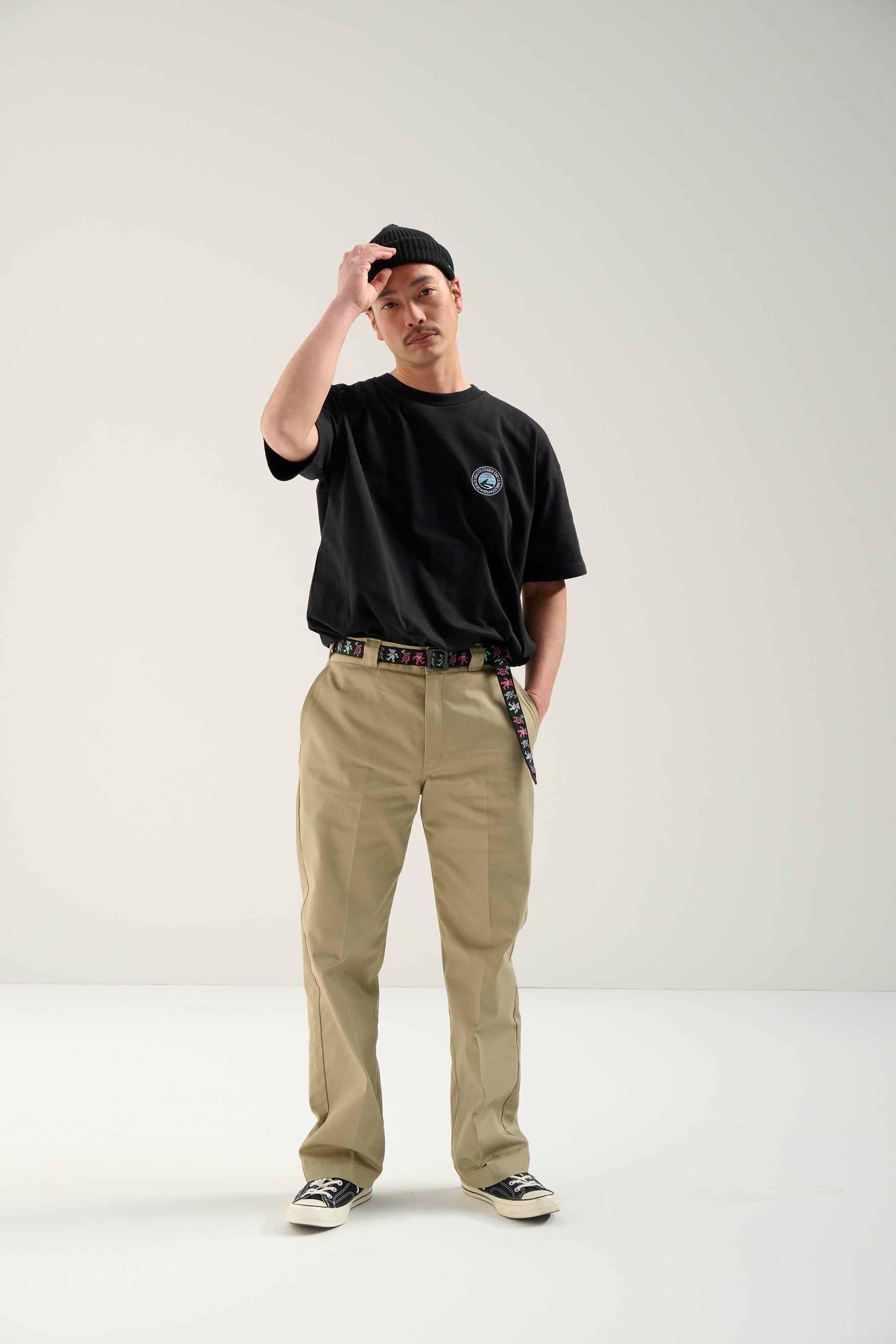 DESCENDANT/DC-3 ORGANIC COTTON TWILL TROUSERS FADE WASH (BLACK)